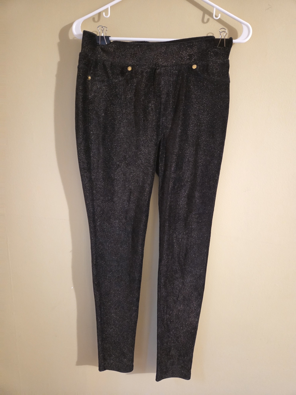Michael Kors Black & Gold Sparkle Skinny Pants